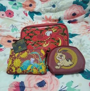 NWT Loungefly Disney Mulan/Mushu 3 Piece Pouch Set